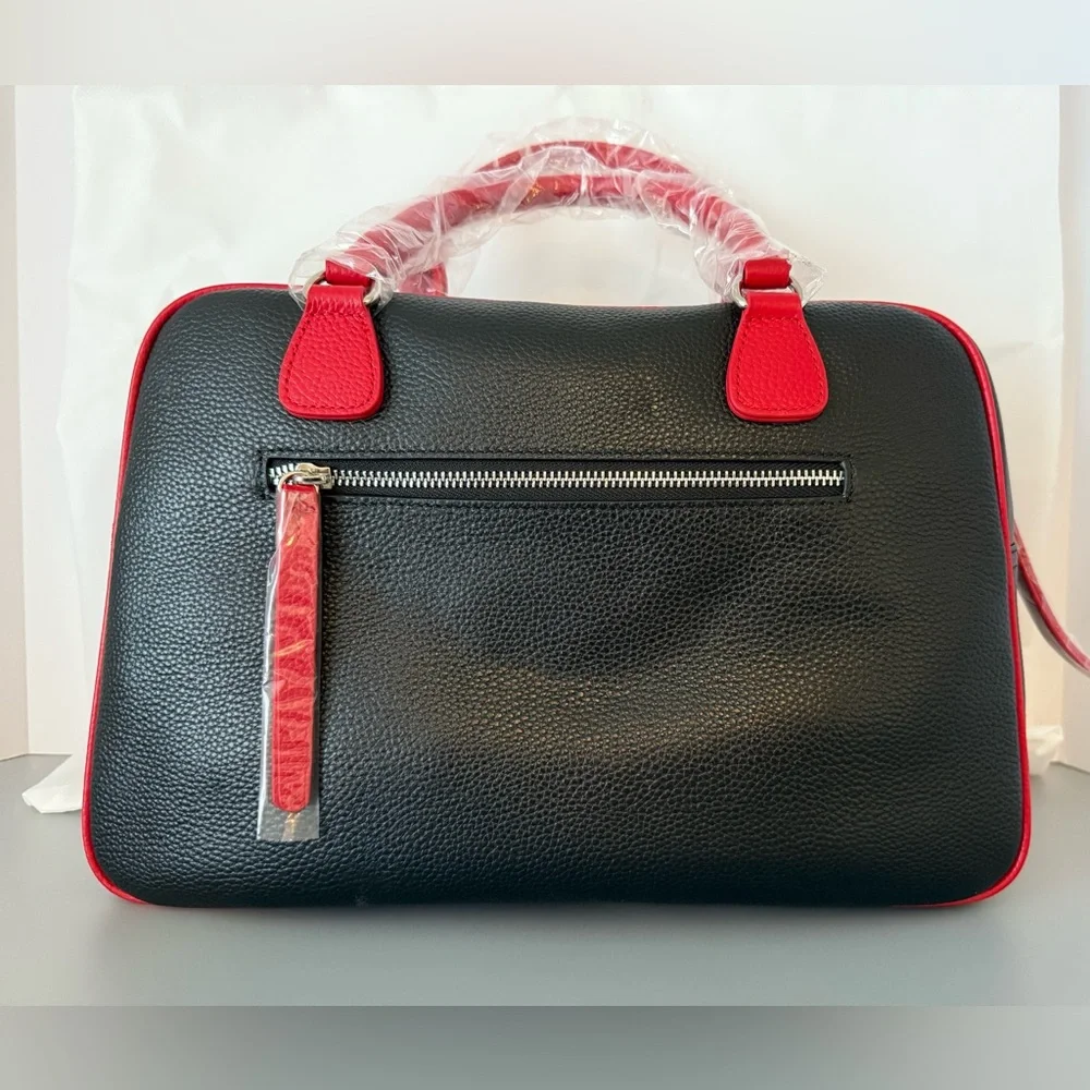 New Tauntus Greek Life Delta Sigma Theta Sorority (ΔΣΘ) Blk&Red Leather Satchel - Picture 3 of 7